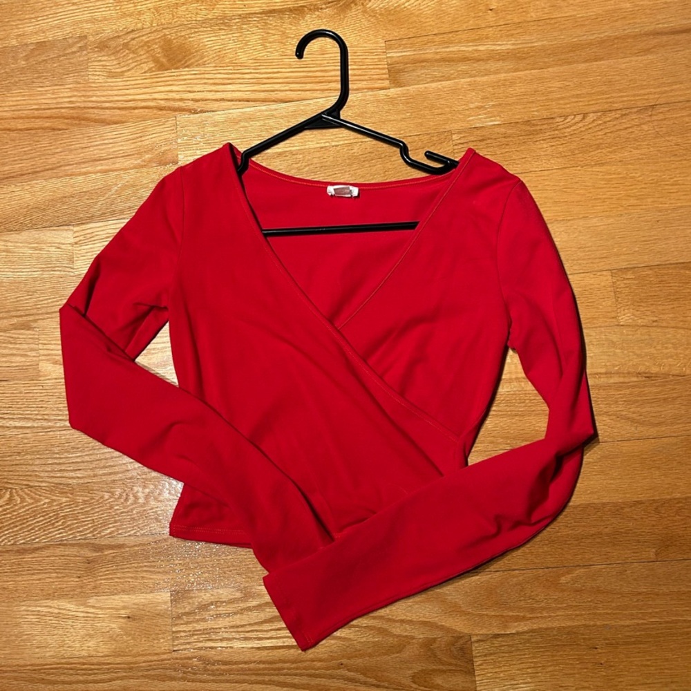 Chic Red Wrap Top